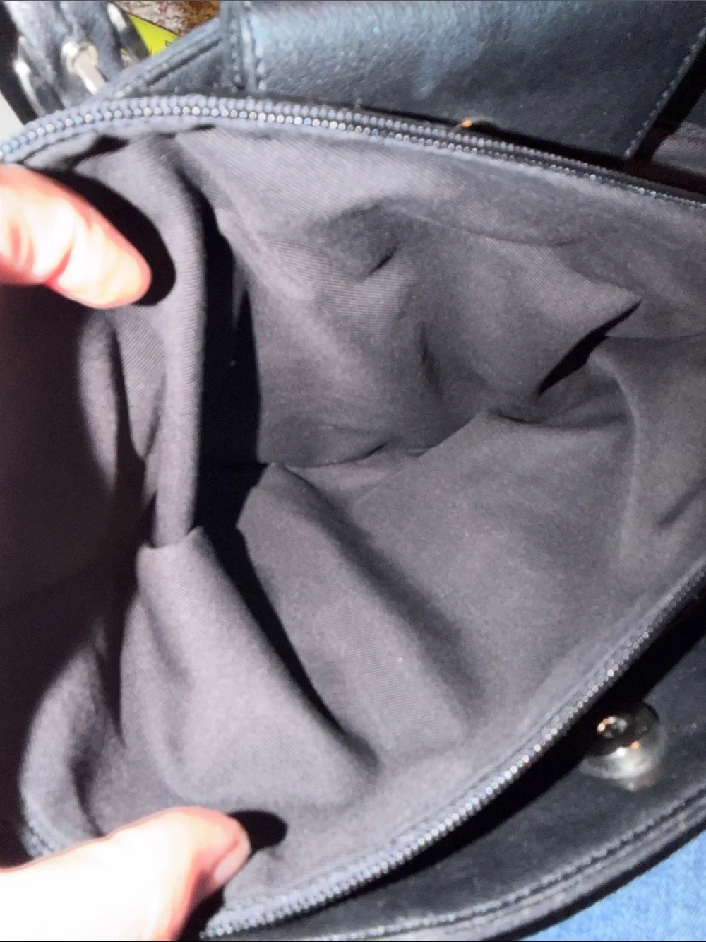 DKNYC Black Nylon Tote Bag with Leather Trim